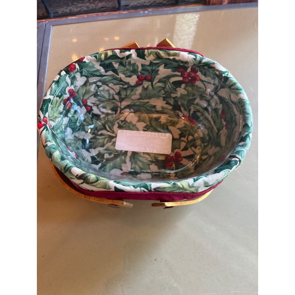 Longaberger 2004 Tree Trimming Gumdrop Basket Holly Liner & Protector 40962